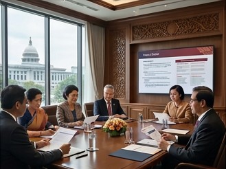 Policymakers reviewing health system evidence and policy briefs